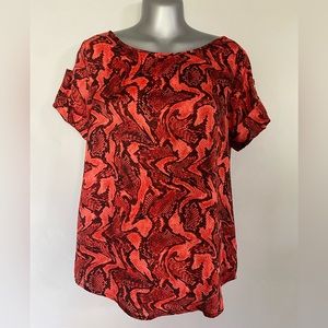 Michael Michael Kors Red Snake Skin Short Sleeve Top